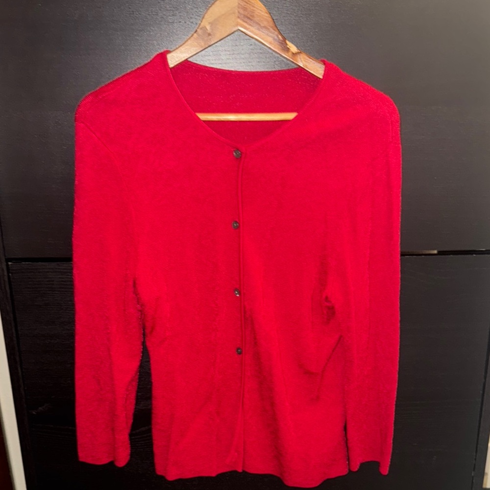 Red Button-Up Cardigan